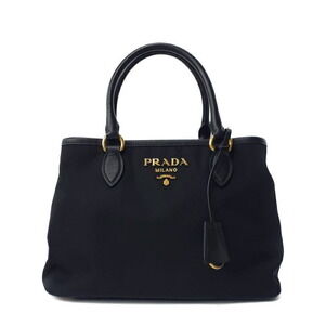 Prada Black Nylon Bauletto Handbag black saffiano leather